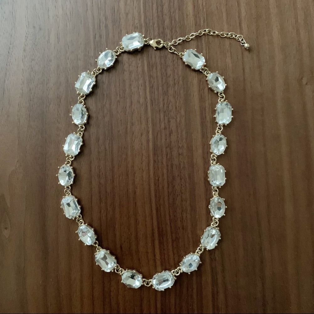 Oval crystal + gold statement necklace